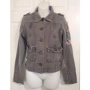 Romeo And Juliet Couture Jean Jacket Embroidered Flowers Fairy Grunge Vintage